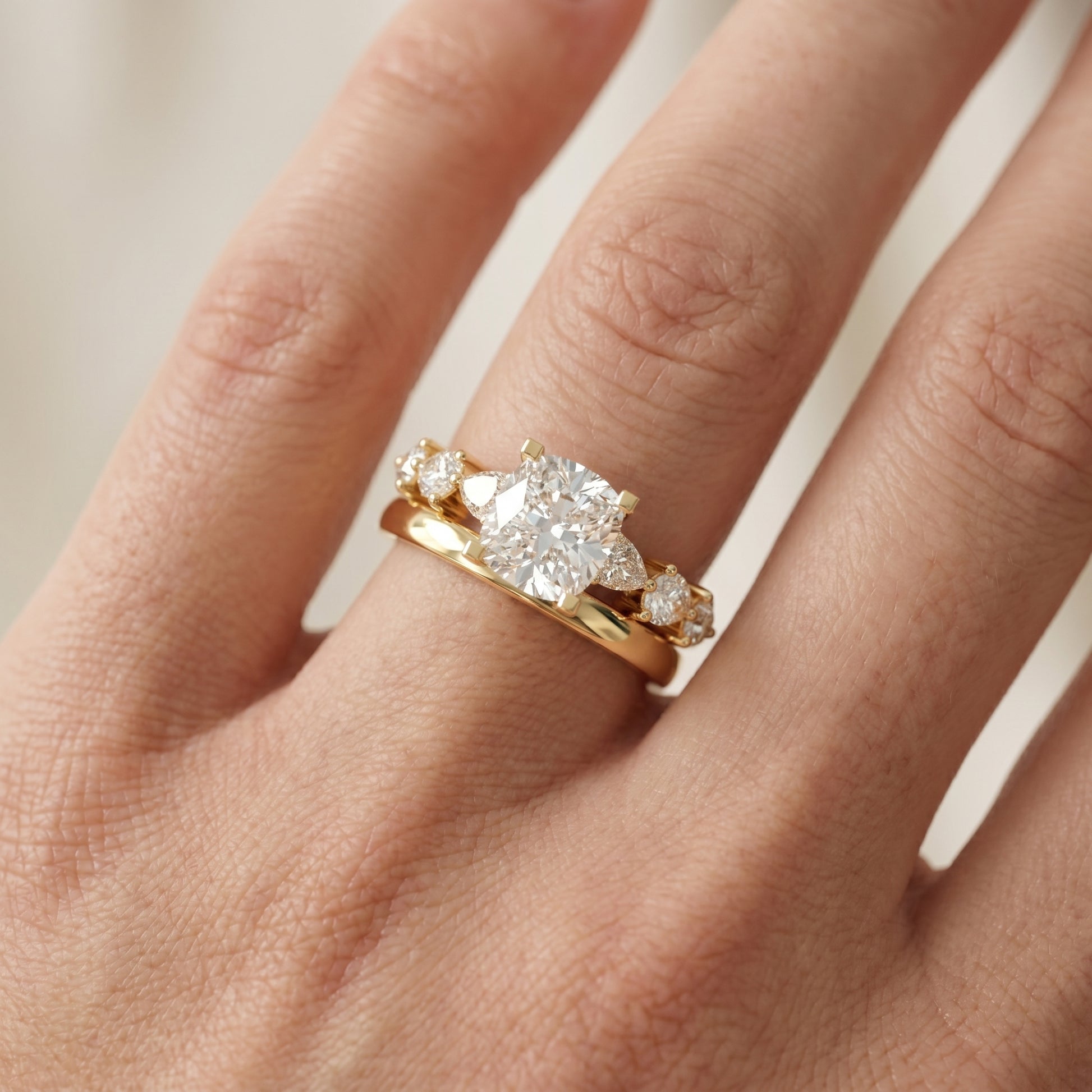 Cushion Cut Lab Grown Diamond Ring in Yellow Gold