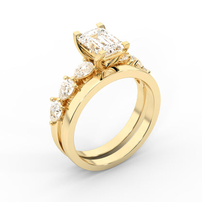 Emerald Cut Lab Grown Diamond Ring in Yellow Gold