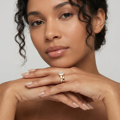 Emerald Cut Lab Grown Diamond Ring in Yellow Gold