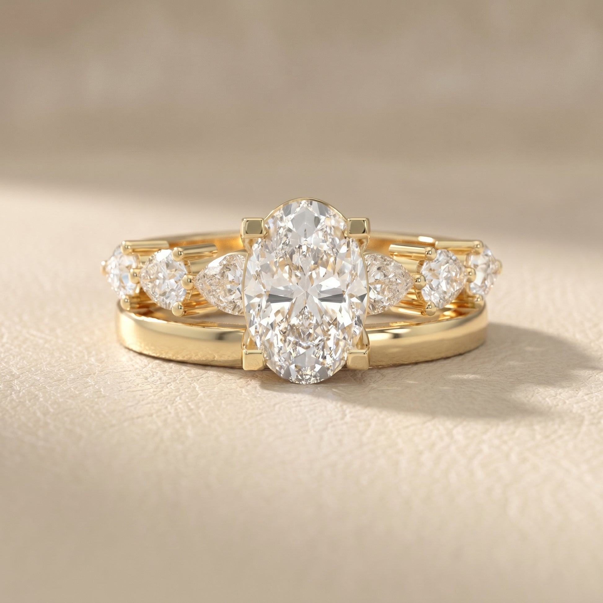 Oval Cut Lab Grown Diamond Ring in Yellow Gold