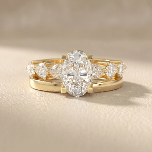 Oval Cut Lab Grown Diamond Ring in Yellow Gold