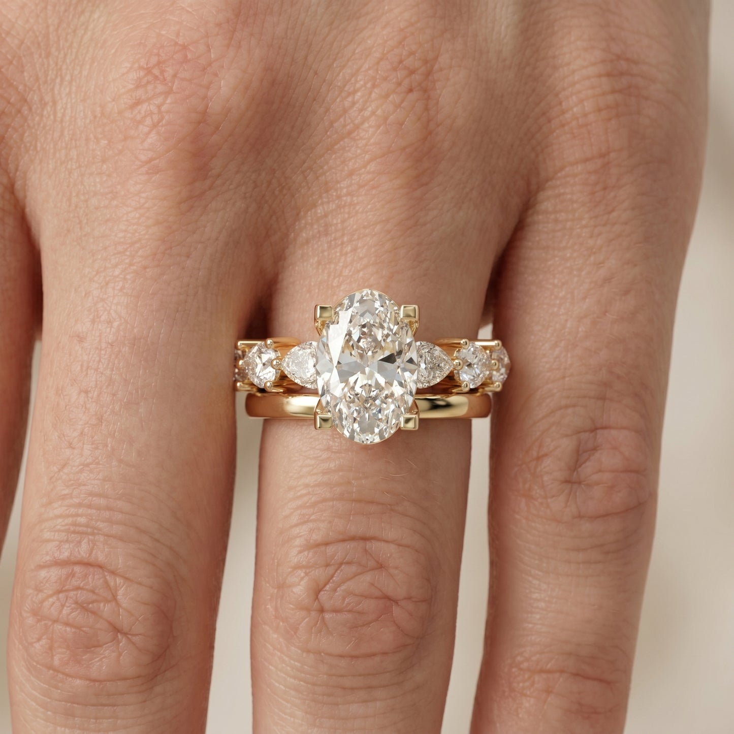 Oval Cut Lab Grown Diamond Ring in Yellow Gold