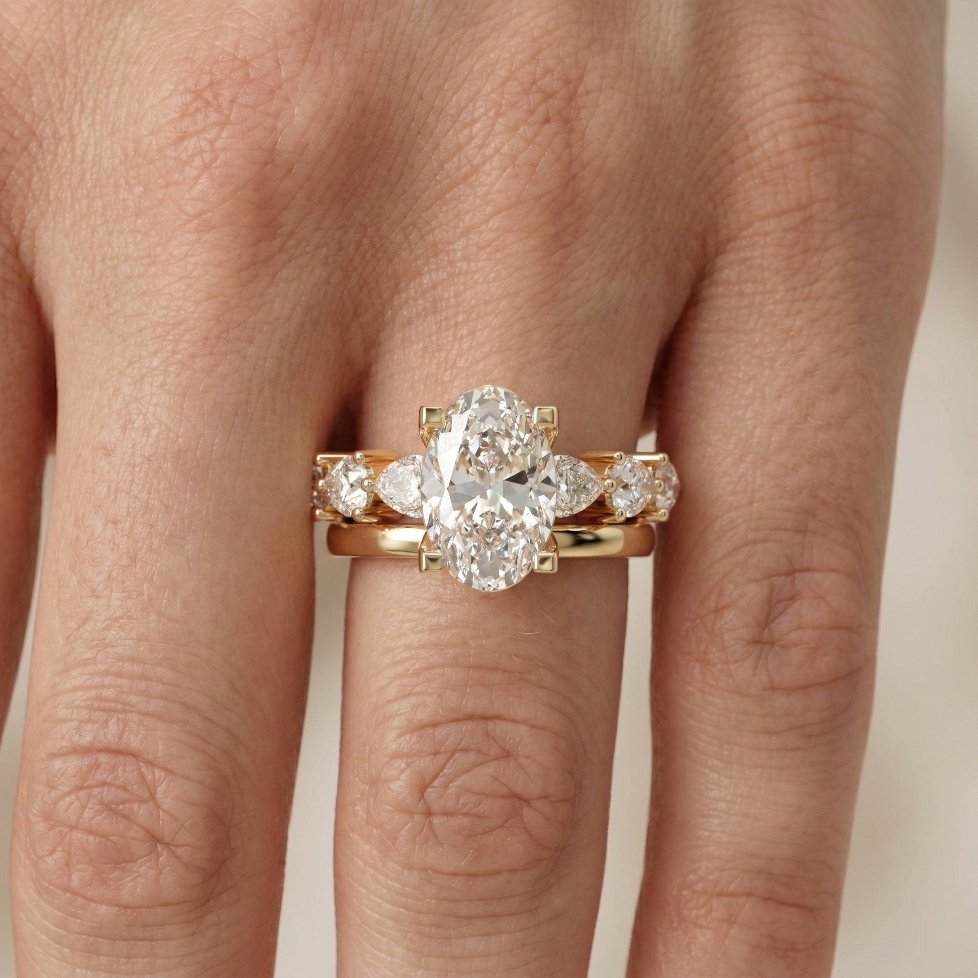 Oval Cut Lab Grown Diamond Ring in Yellow Gold
