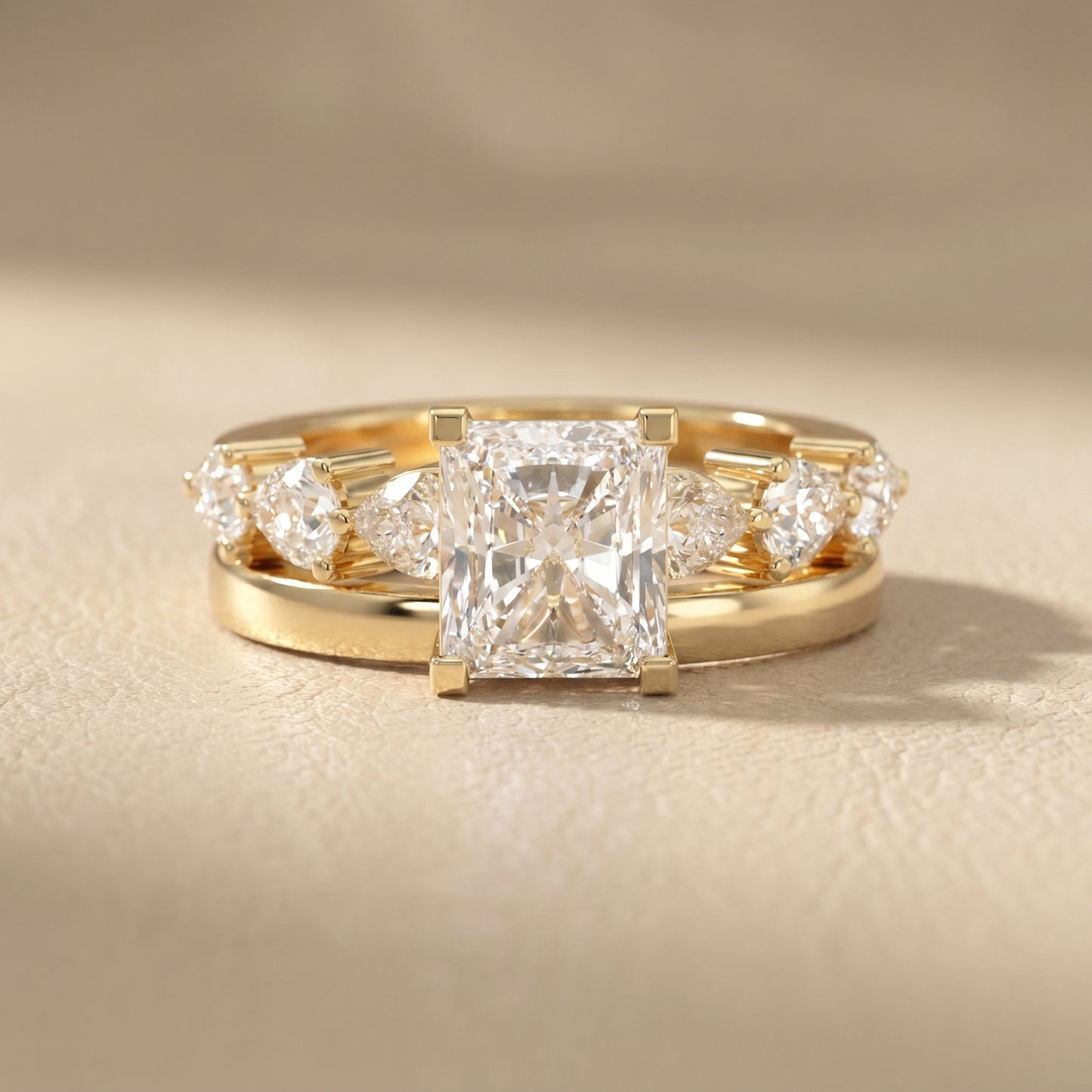 Radiant Cut Lab Grown Diamond Ring in Yellow Gold