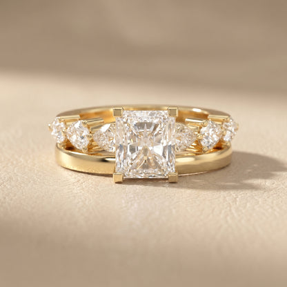 Radiant Cut Lab Grown Diamond Ring in Yellow Gold
