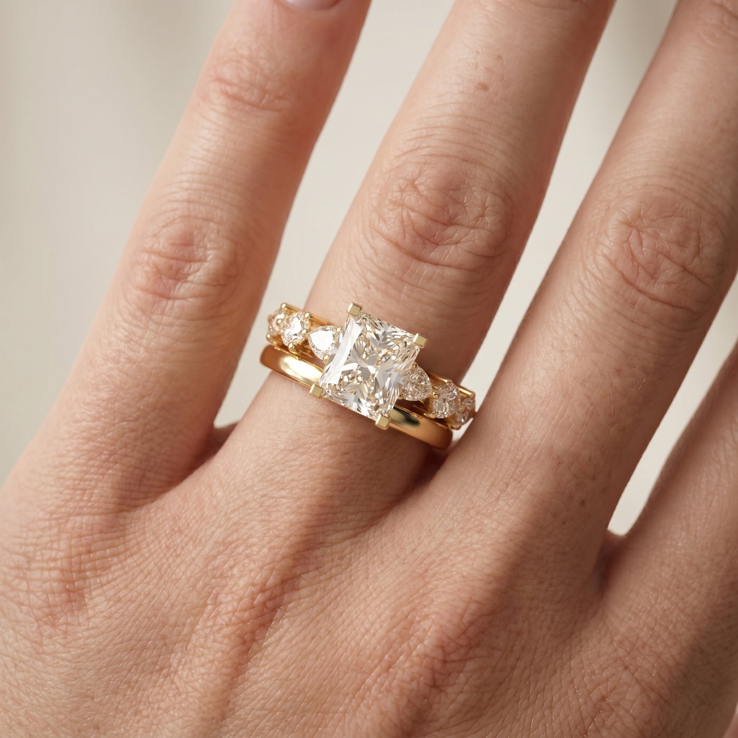 Radiant Cut Lab Grown Diamond Ring in Yellow Gold