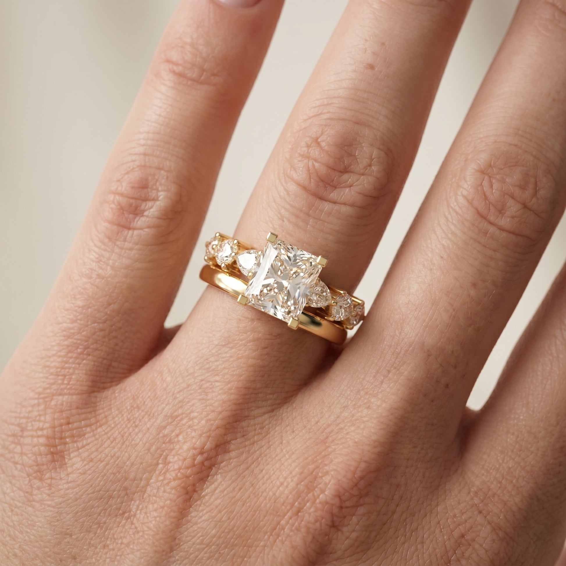 Radiant Cut Lab Grown Diamond Ring in Yellow Gold