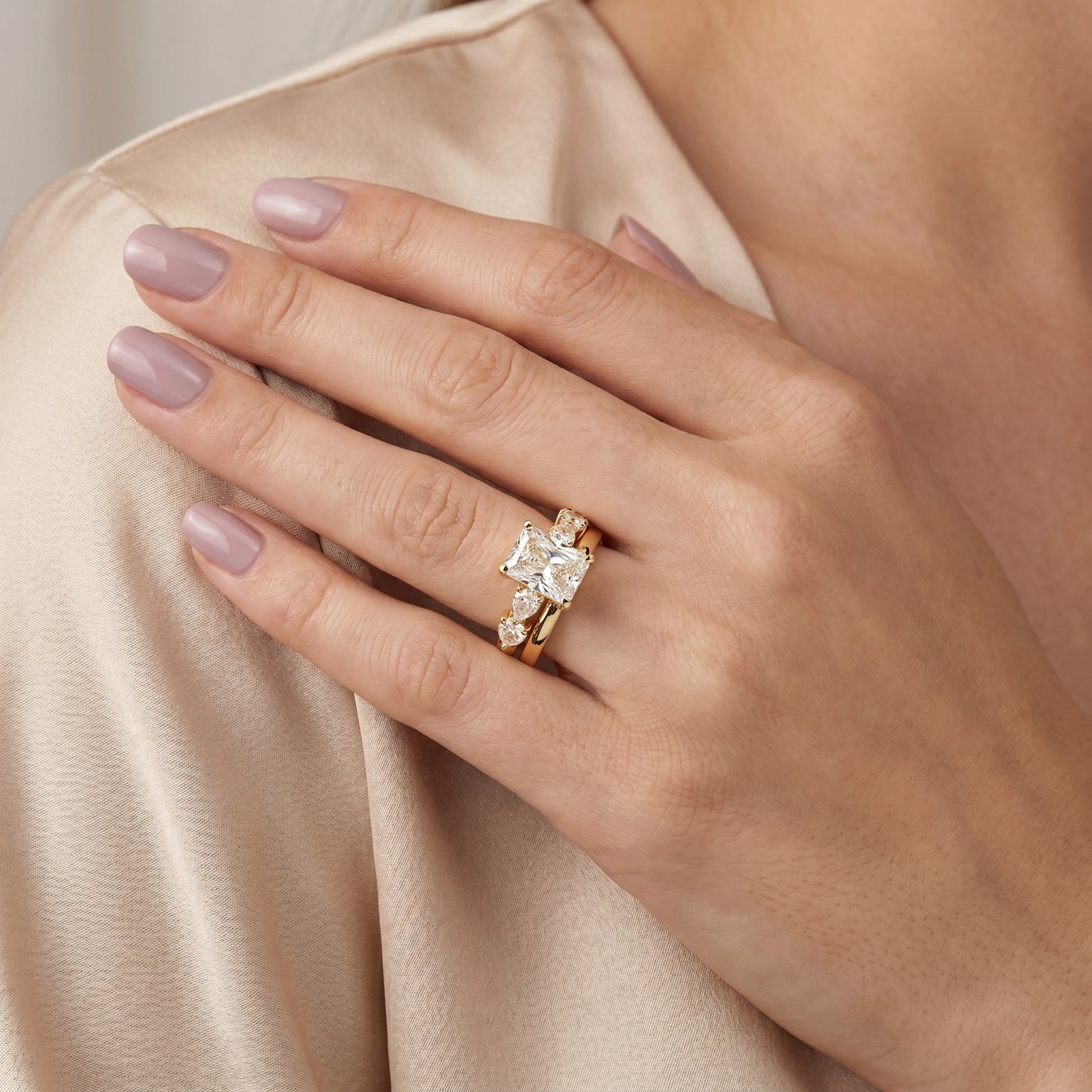 Radiant Cut Lab Grown Diamond Ring in Yellow Gold