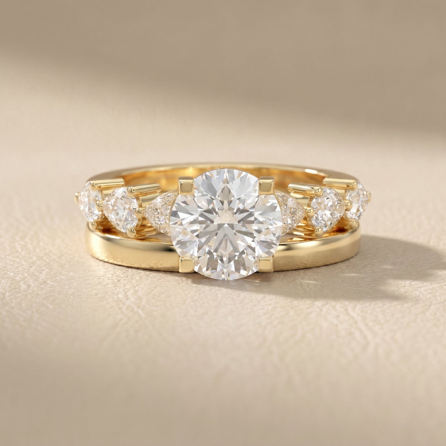 Round Cut Lab Grown Diamond Ring in Yellow Gold