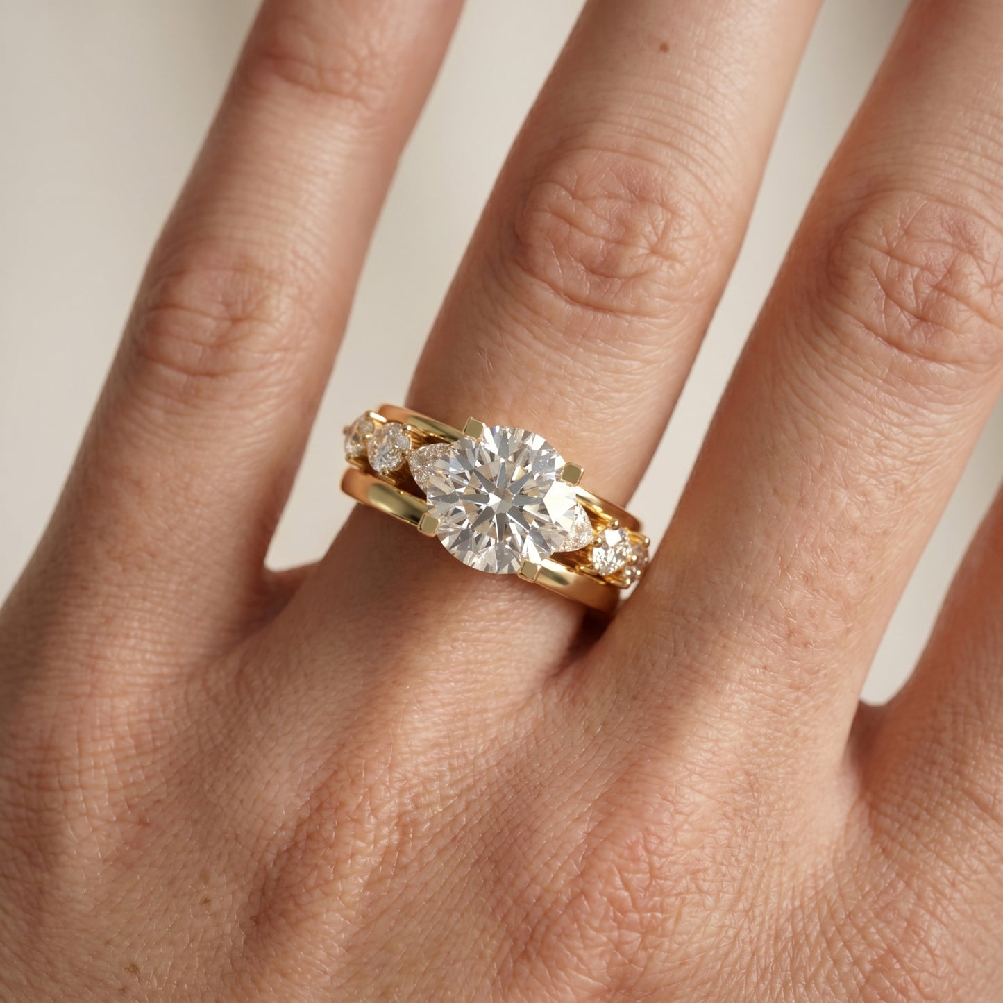 Round Cut Lab Grown Diamond Ring in Yellow Gold
