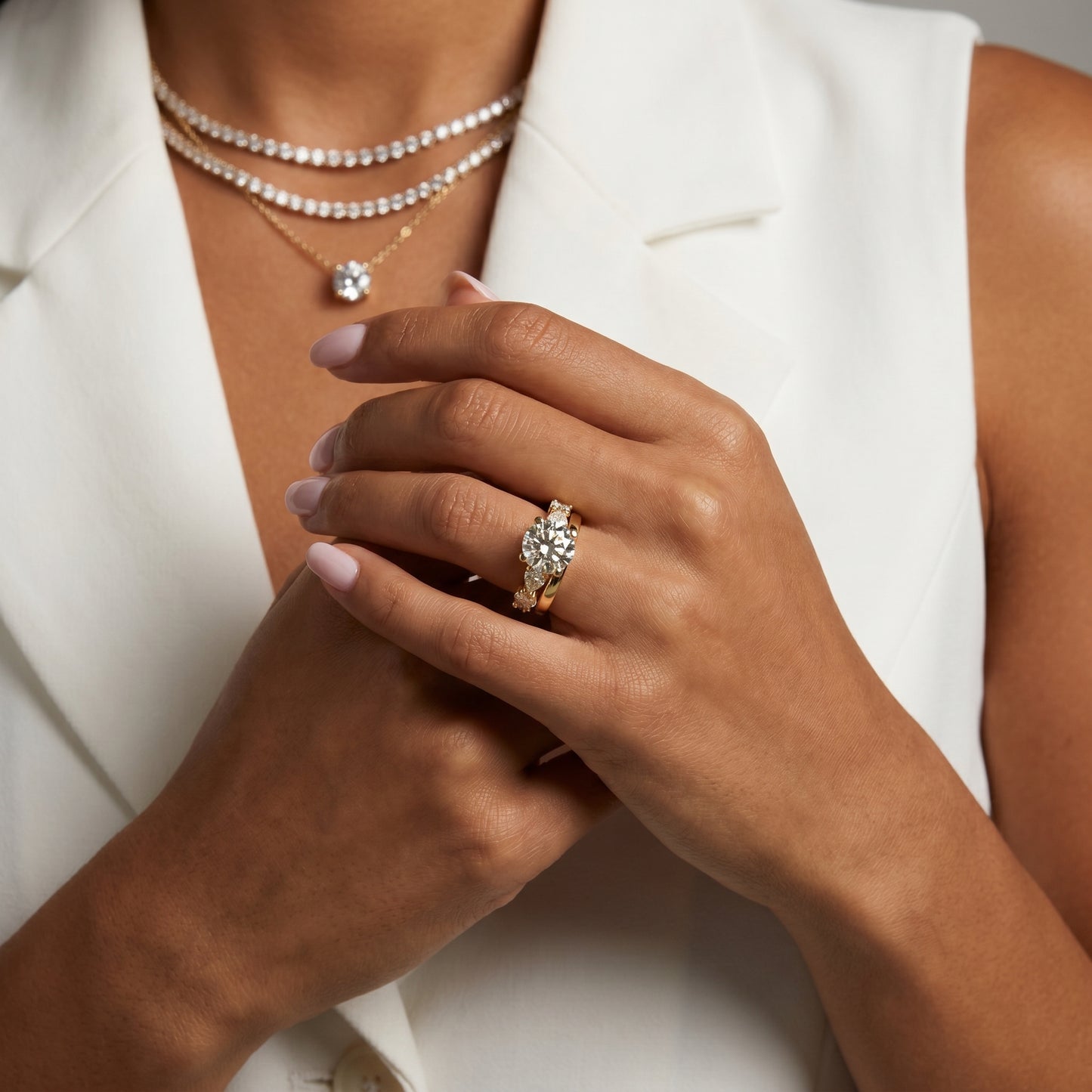 Round Cut Lab Grown Diamond Ring in Yellow Gold