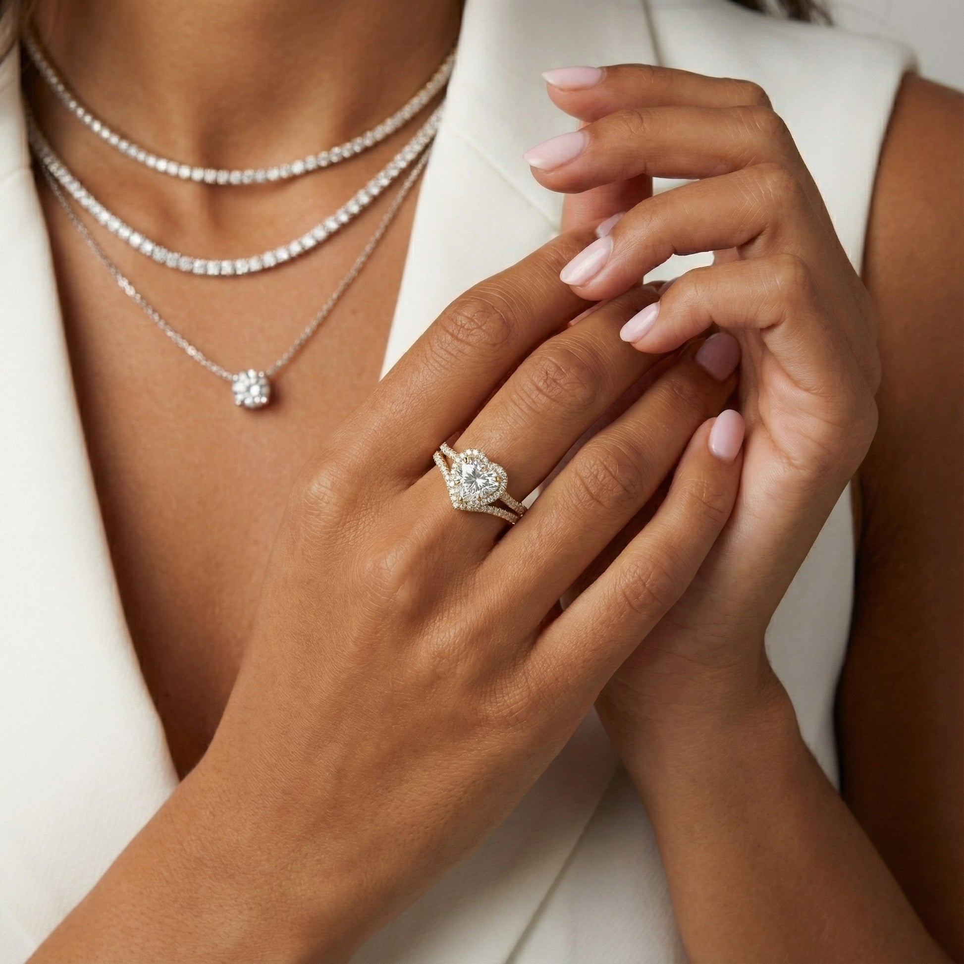 Seraphina Heart Cut Lab Grown Diamond Halo Engagement Ring in Yellow Gold handcrafted details