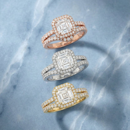 Seraphina Asscher Cut Lab Grown Diamond Halo Engagement Ring in Rose Gold