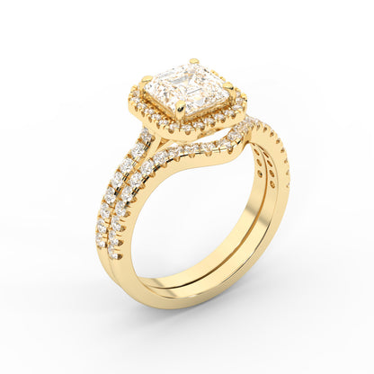 Seraphina Asscher Cut Lab Grown Diamond Halo Engagement Ring in Yellow Gold