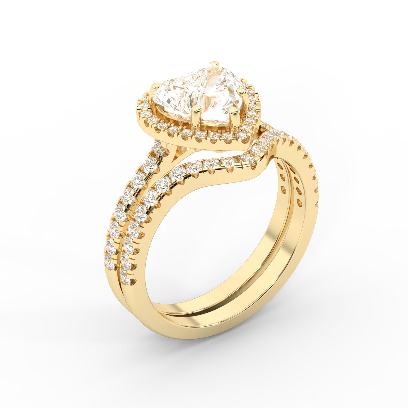 Seraphina Heart Cut Lab Grown Diamond Halo Engagement Ring in Yellow Gold handcrafted details
