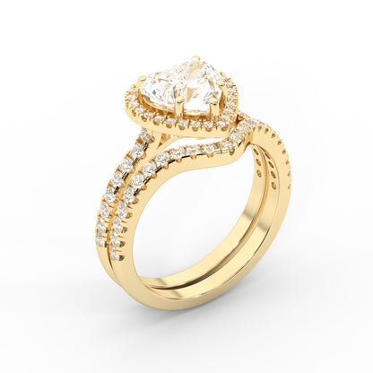 Seraphina Heart Cut Lab Grown Diamond Halo Engagement Ring in Yellow Gold handcrafted details