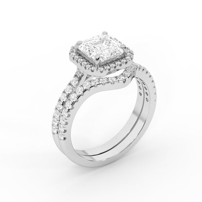 Seraphina Asscher Cut Lab Grown Diamond Halo Engagement Ring in Platinum
