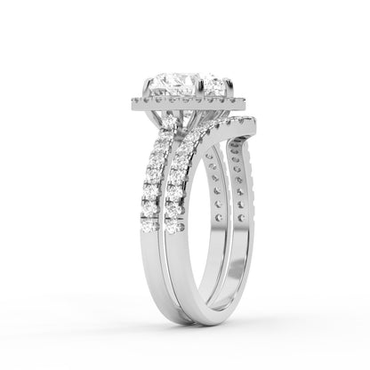 Seraphina Heart Cut Lab Grown Diamond Halo Engagement Ring in Silver showing split shank details
