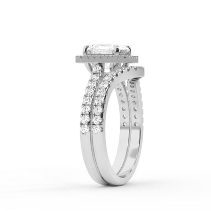 Seraphina Asscher Cut Lab Grown Diamond Halo Engagement Ring in Platinum