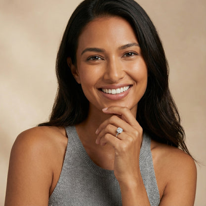 Cushion Cut Lab Grown Diamond Solitaire Engagement Ring in Silver showing hidden gallery detail.