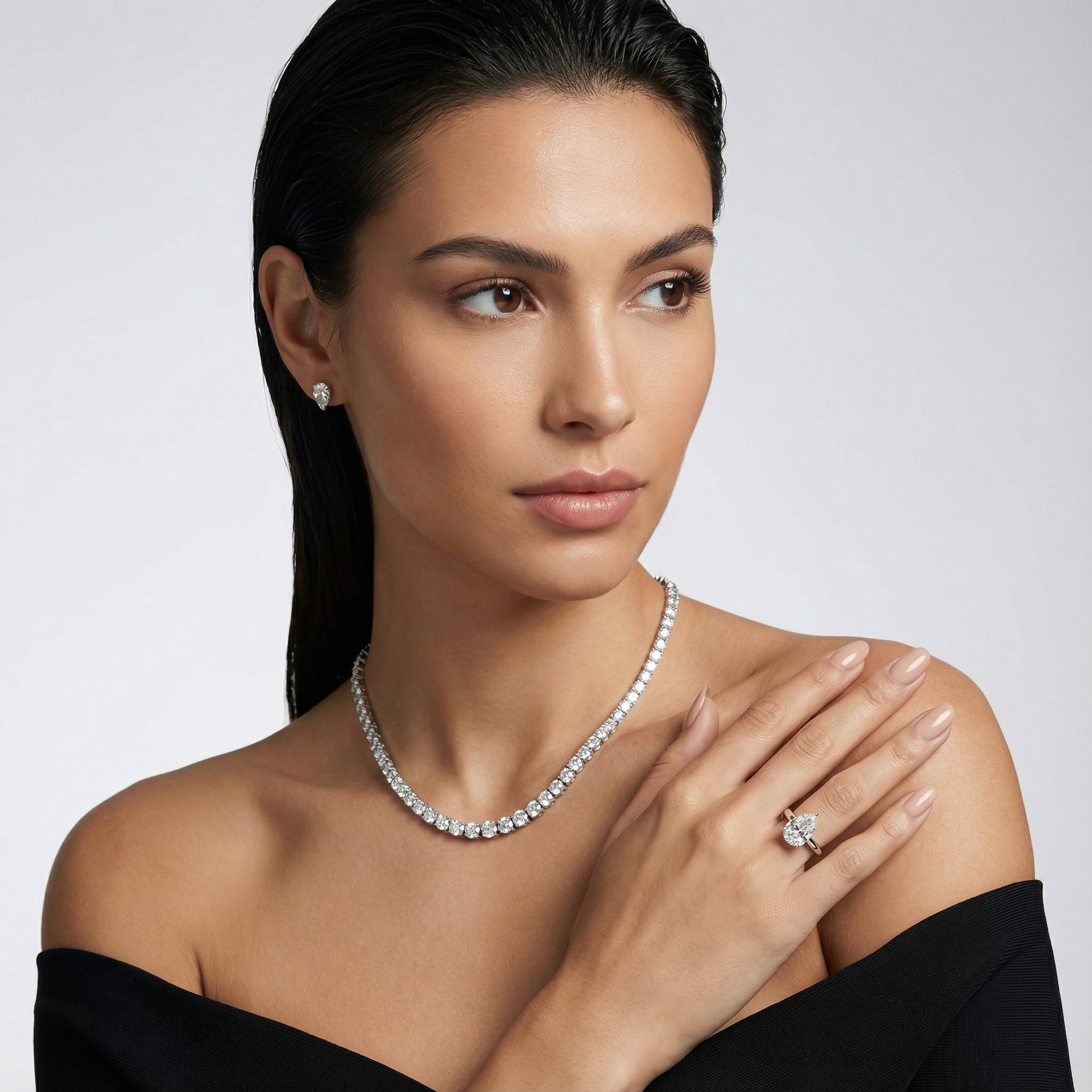 Pear Cut Lab Grown Diamond Solitaire Engagement Ring in White Gold