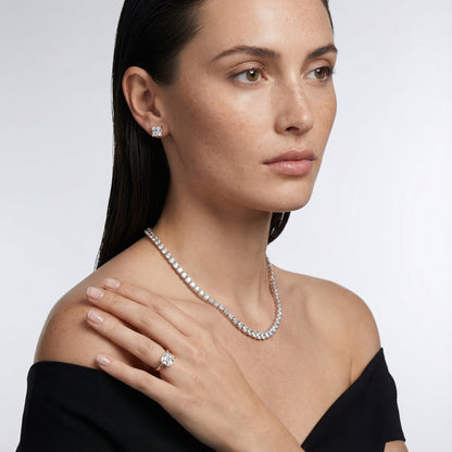 Rose Gold Asscher Cut Lab Grown Diamond Solitaire Engagement Ring showing side profile