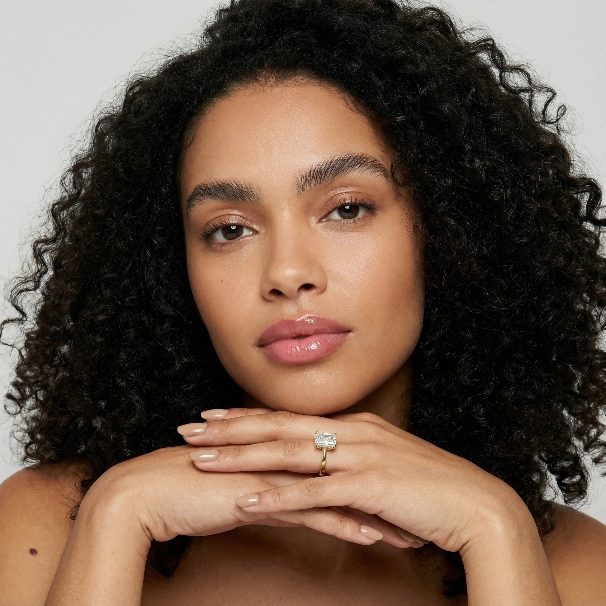 Radiant Cut Lab Grown Diamond Solitaire Engagement Ring in Yellow Gold showing hidden details