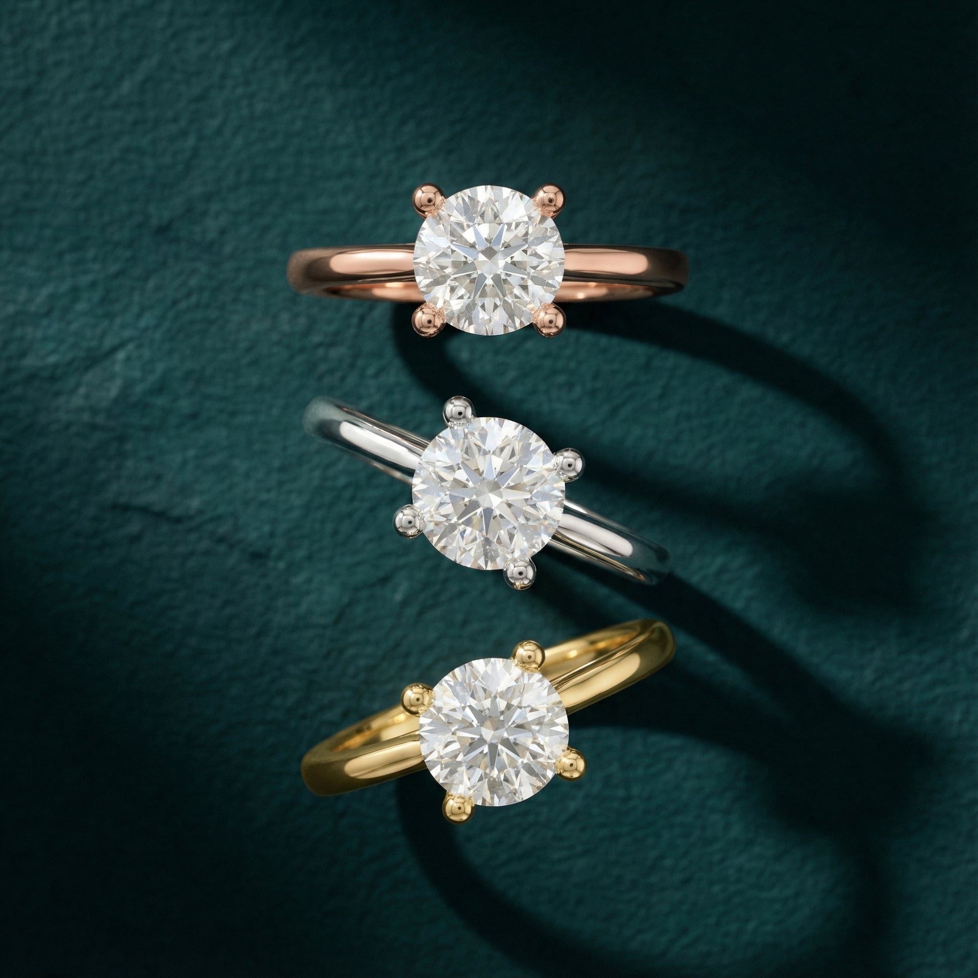 Round Cut Lab Grown Diamond Engagement Ring in White Gold solitaire setting