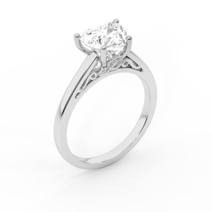 Heart Cut Lab Grown Diamond Solitaire Engagement Ring in Platinum