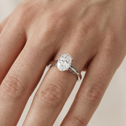 Oval Cut Lab Grown Diamond Ring in Platinum
