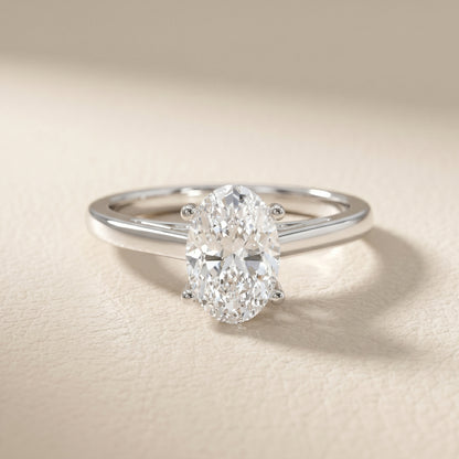 Oval Cut Lab Grown Diamond Ring in White Gold
