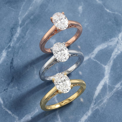 Oval Cut Lab Grown Diamond Ring in White Gold