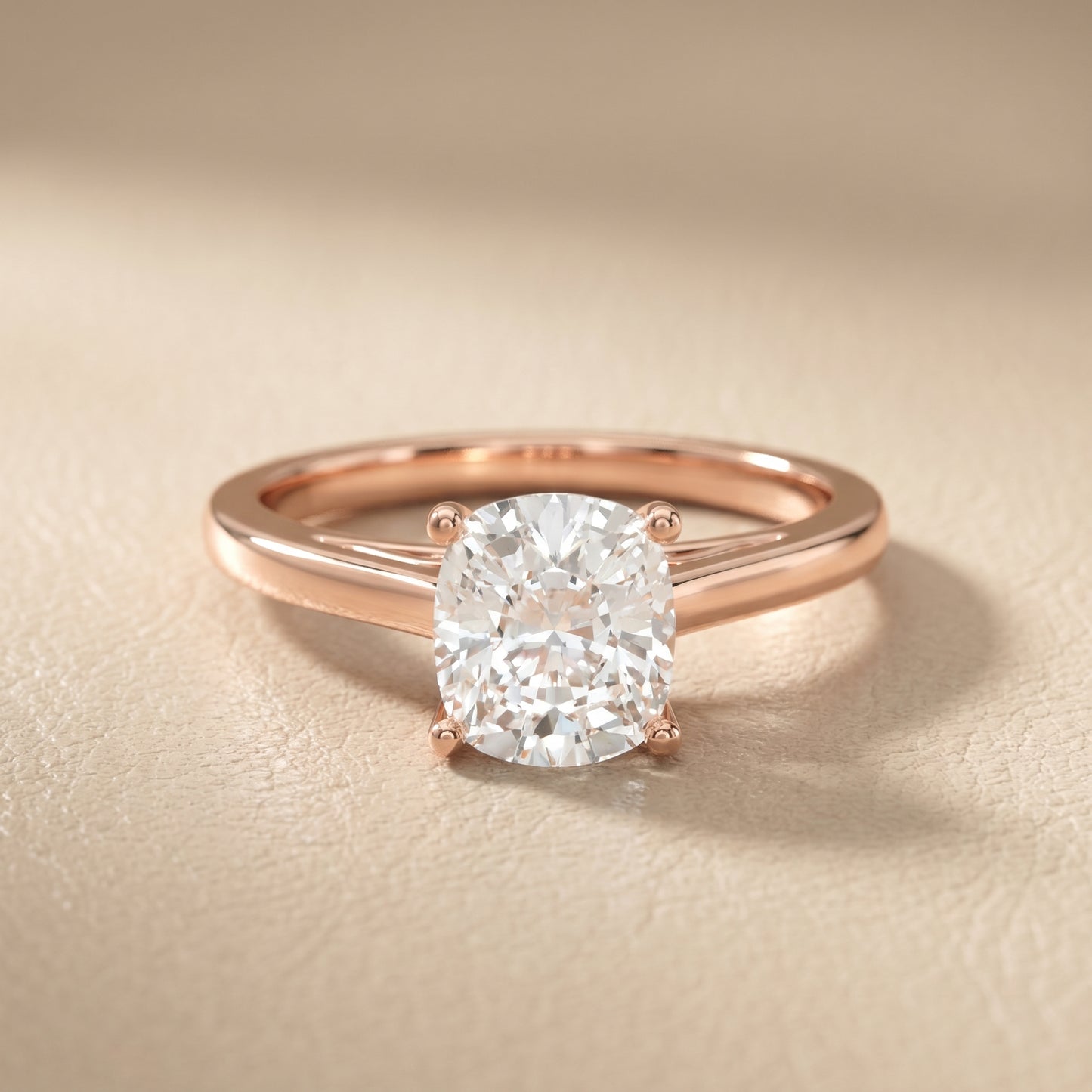 Cushion Cut Lab Grown Diamond Ring in Rose Gold