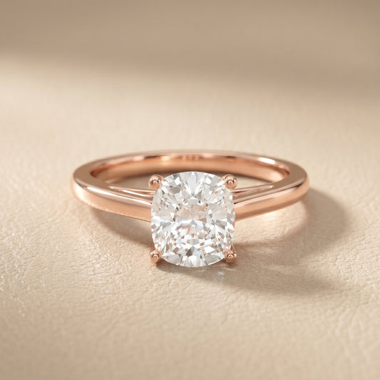 Cushion Cut Lab Grown Diamond Ring in Rose Gold