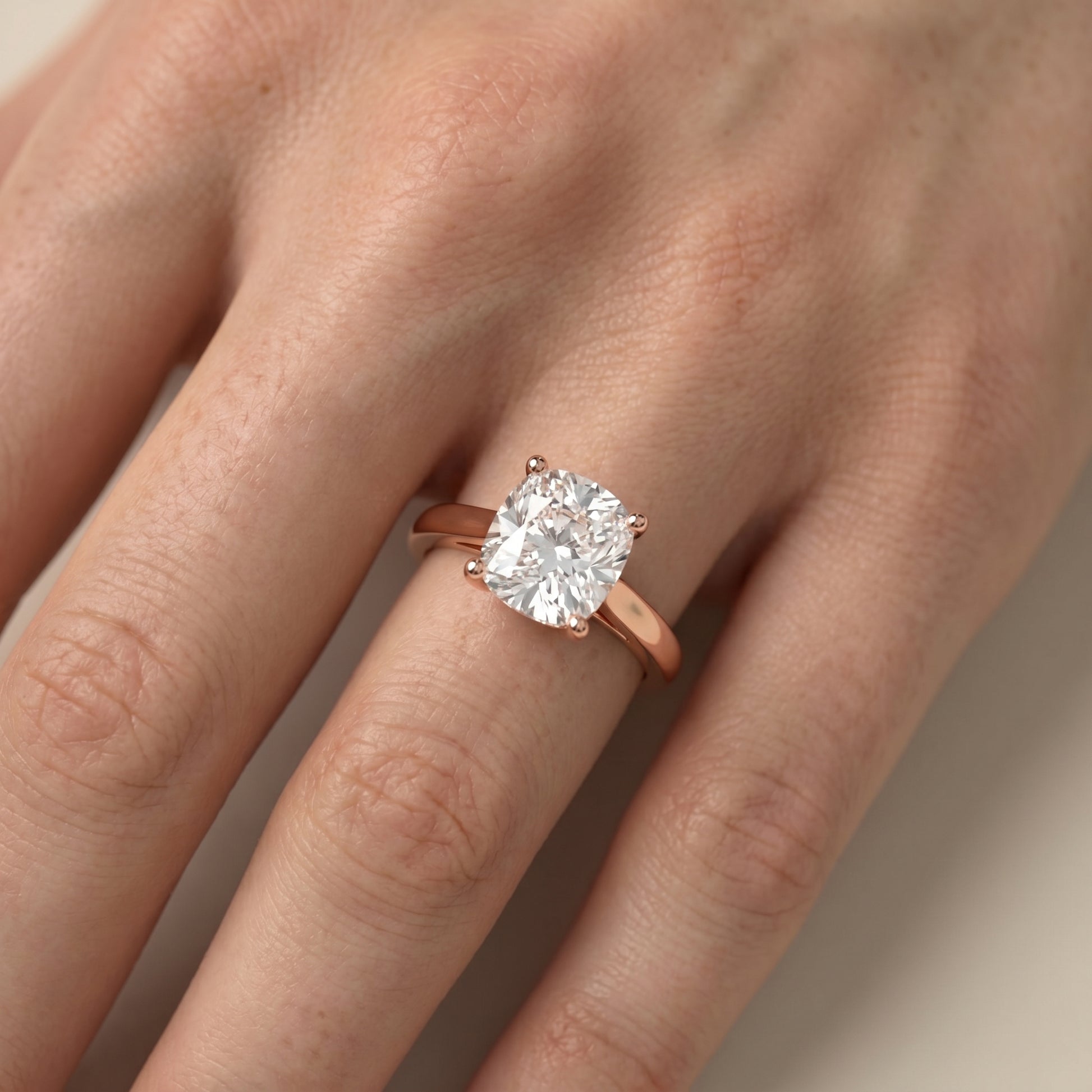 Cushion Cut Lab Grown Diamond Ring in Rose Gold