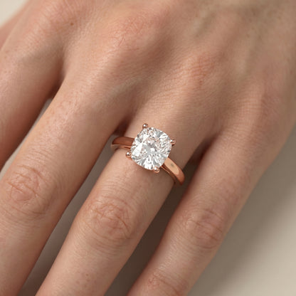 Cushion Cut Lab Grown Diamond Ring in Rose Gold