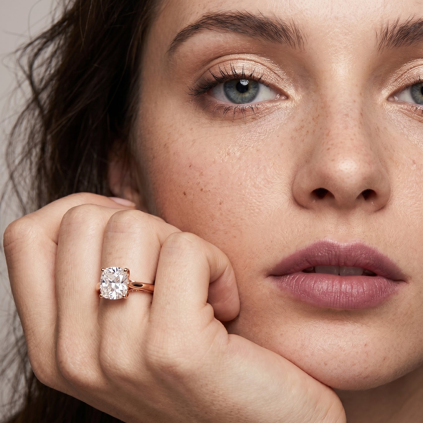 Cushion Cut Lab Grown Diamond Ring in Rose Gold