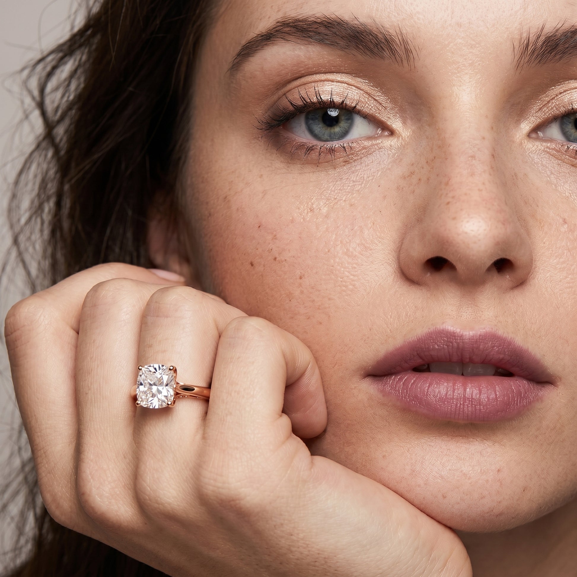 Cushion Cut Lab Grown Diamond Ring in Rose Gold