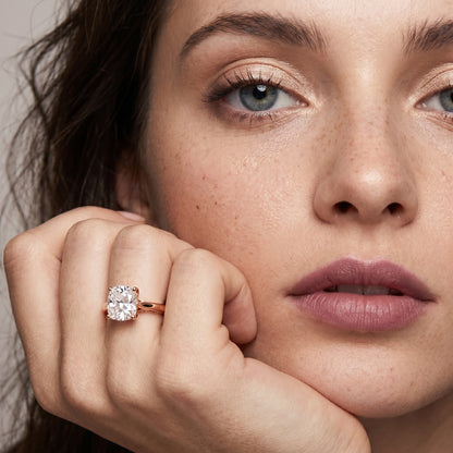 Cushion Cut Lab Grown Diamond Ring in Rose Gold