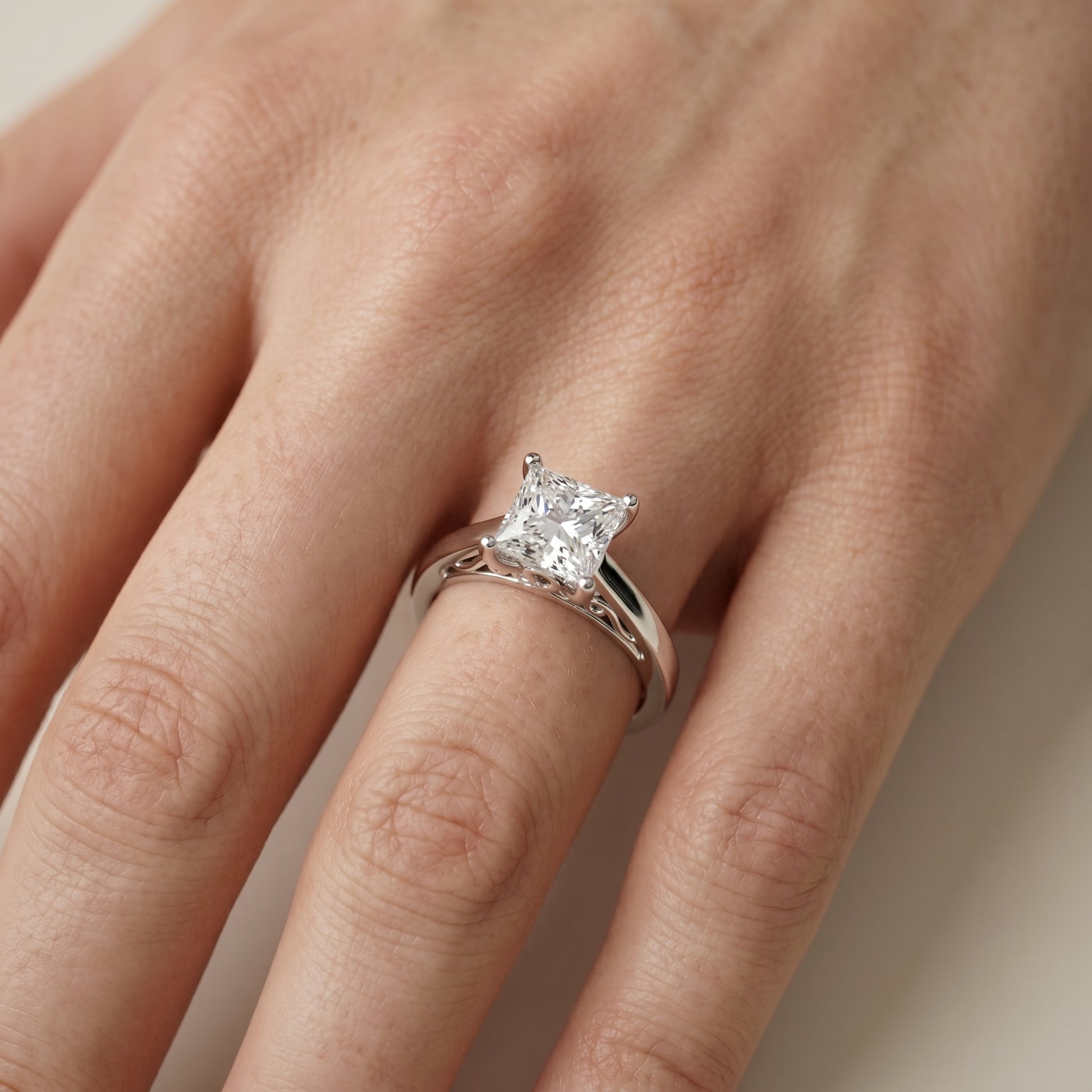 Princess Cut Lab Grown Diamond Ring in Platinum
