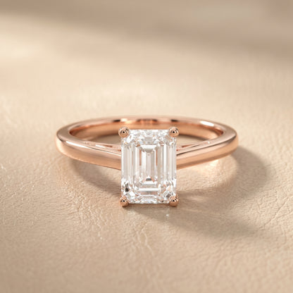 Emerald Cut Lab Grown Diamond Ring in Rose Gold