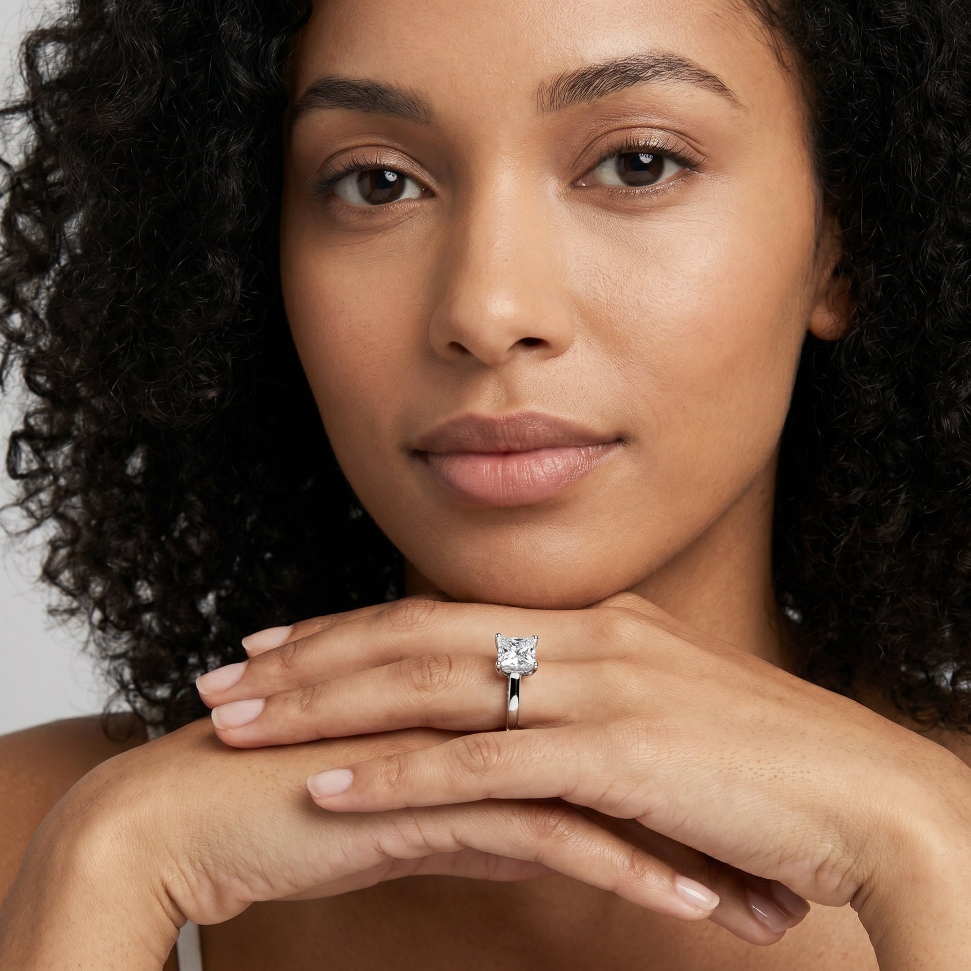 Princess Cut Lab Grown Diamond Ring in White Gold
