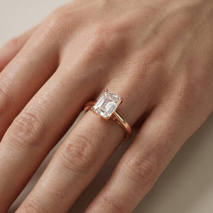Emerald Cut Lab Grown Diamond Ring in Rose Gold