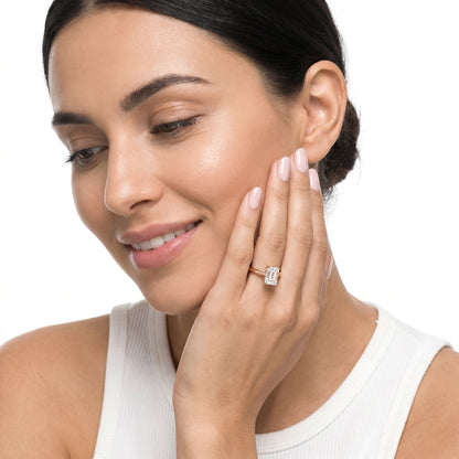 Emerald Cut Lab Grown Diamond Ring in Rose Gold