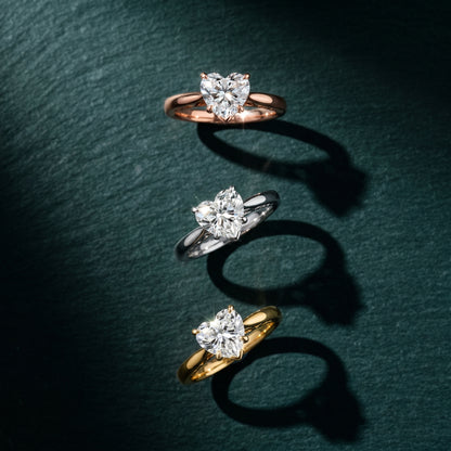 Heart Cut Lab Grown Diamond Ring in Rose Gold