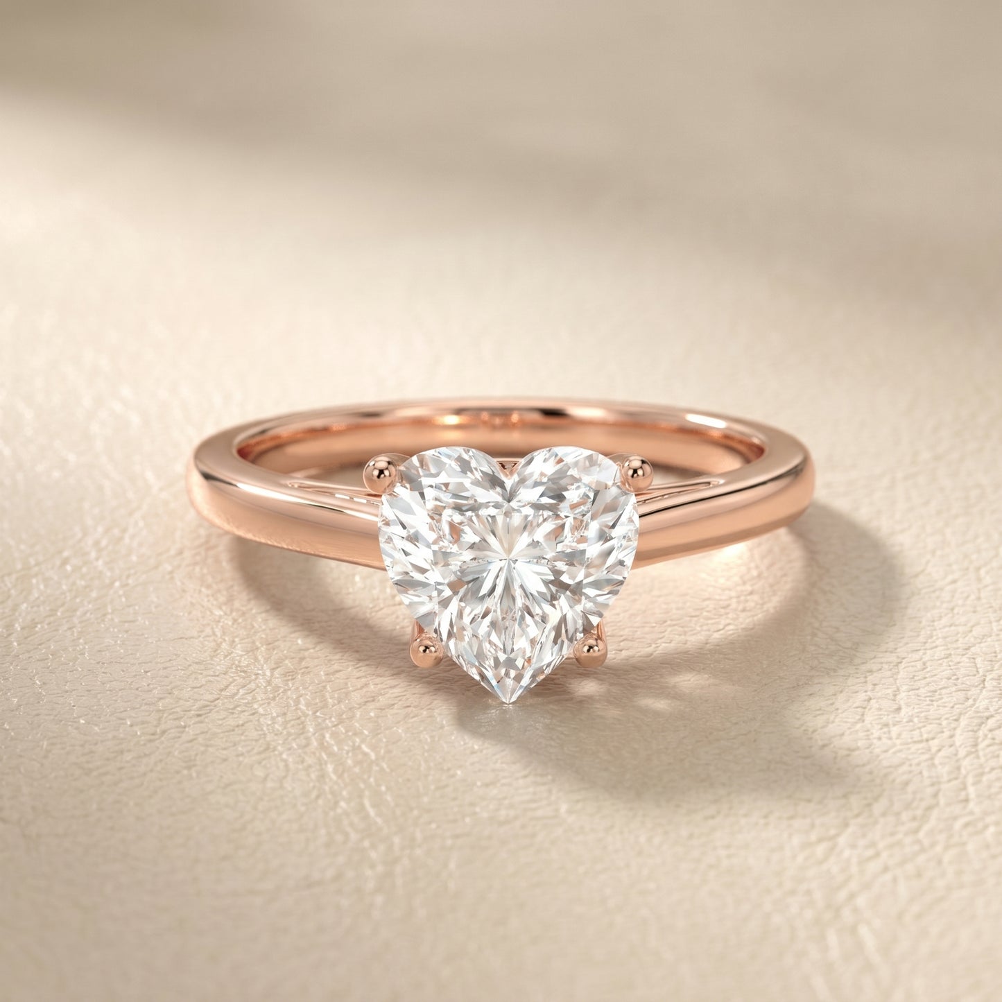 Heart Cut Lab Grown Diamond Ring in Rose Gold