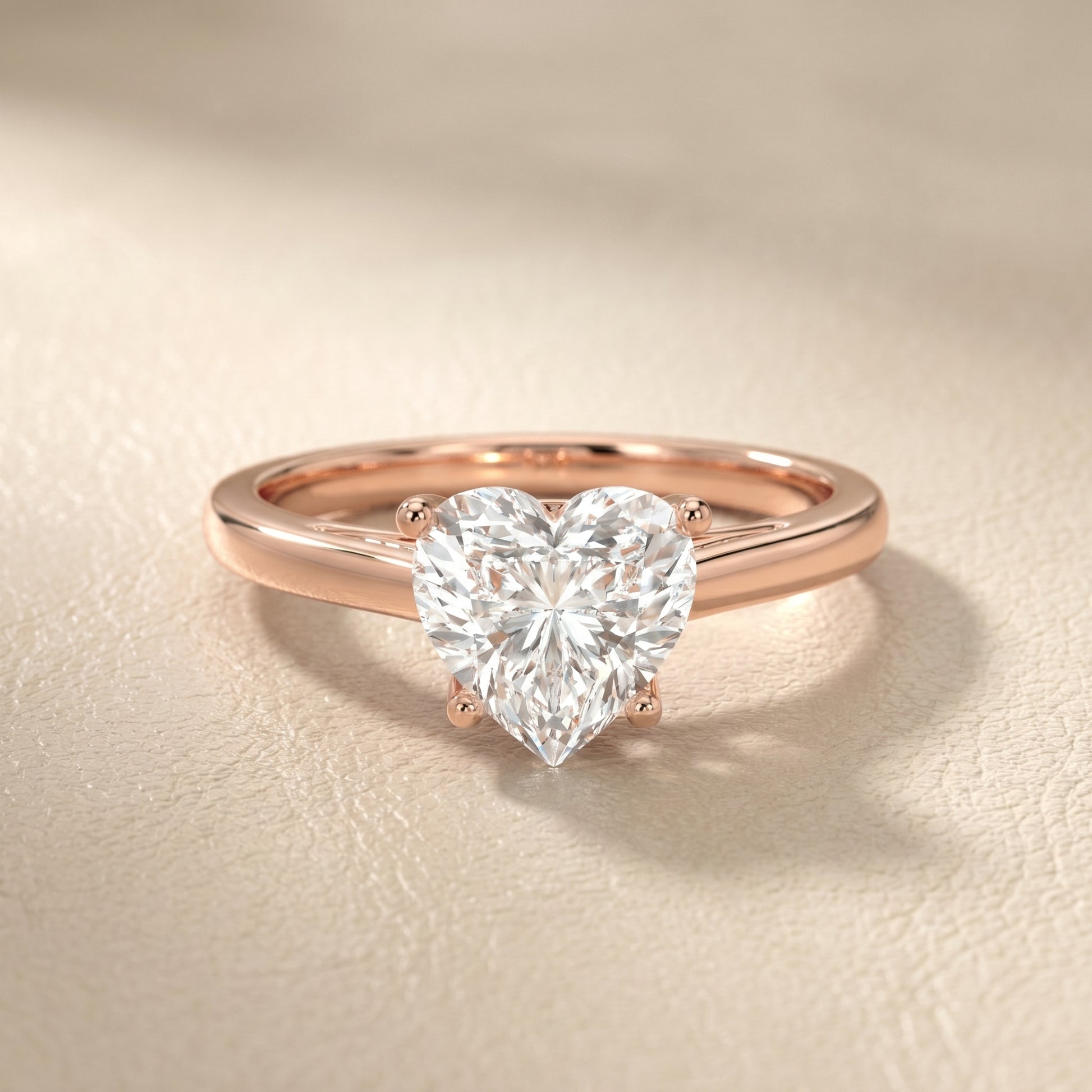 Heart Cut Lab Grown Diamond Ring in Rose Gold