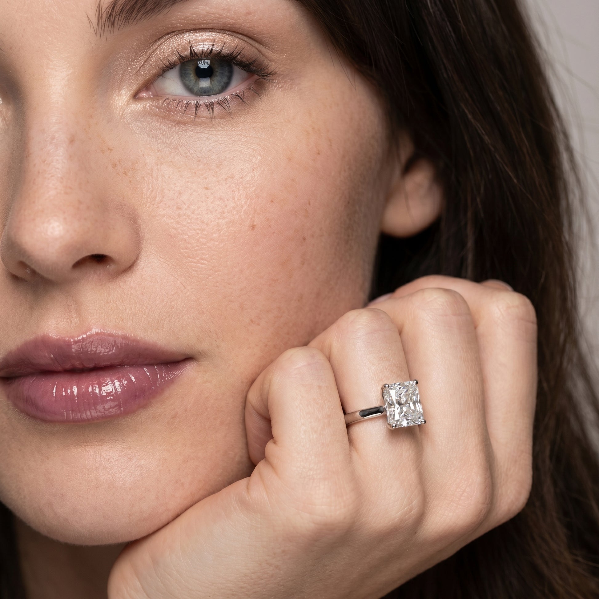 Radiant Cut Lab Grown Diamond Ring in White Gold