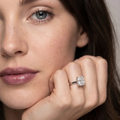 Radiant Cut Lab Grown Diamond Ring in White Gold