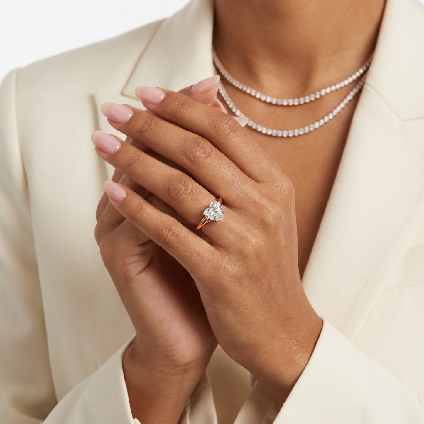 Heart Cut Lab Grown Diamond Ring in Rose Gold